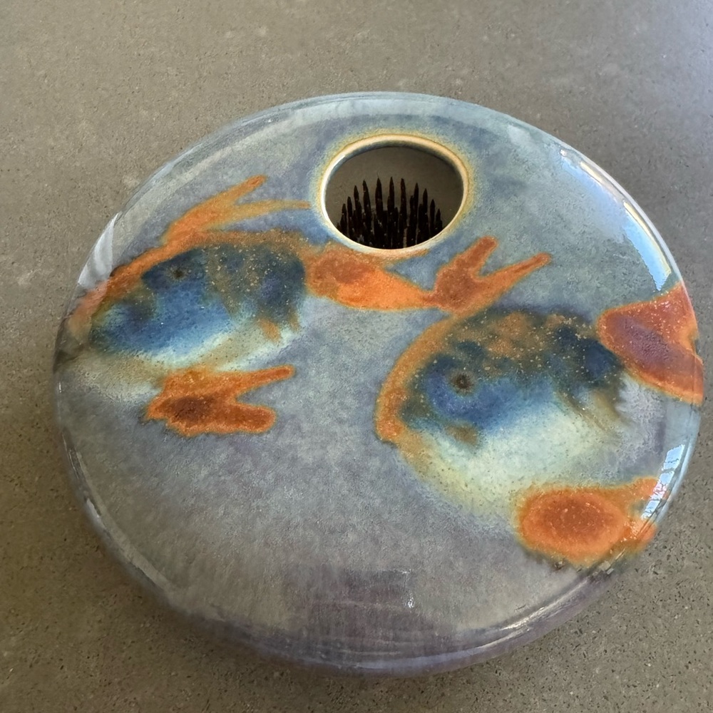 Georgetown Pottery Round Ceramic Flower Frog Vase